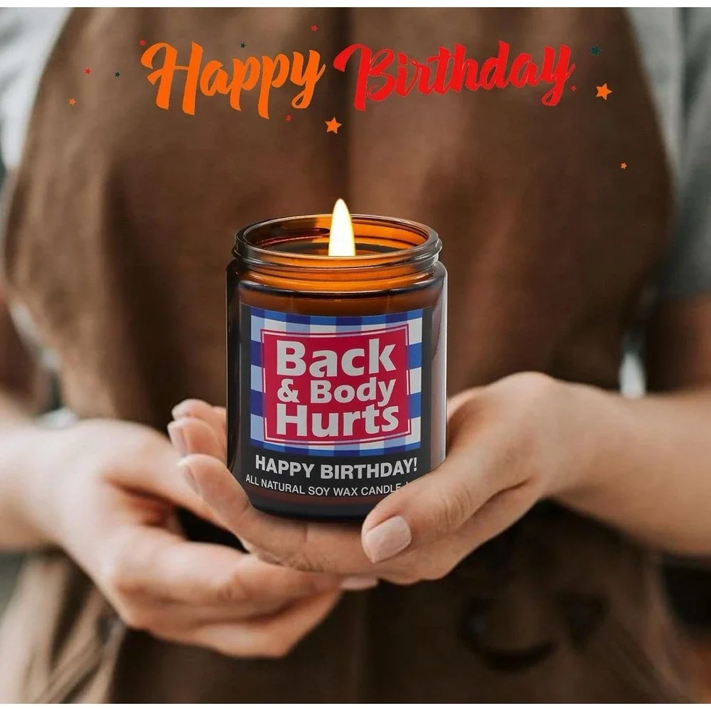 Back & Body Hurts 9oz Vanilla Scented Novelty Candle Funny Gift